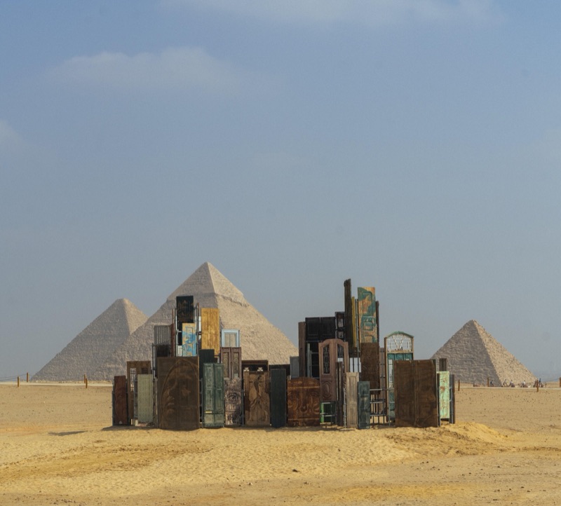 Doors of Cairo monument beside the three pyramids, Giza
